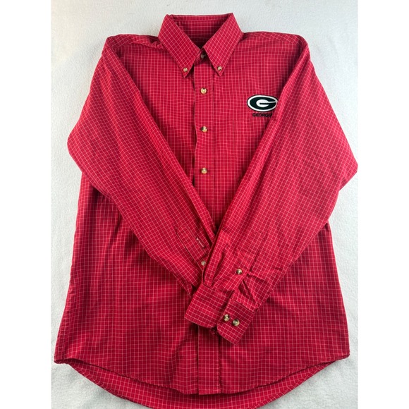Antigua Georgia Bulldogs NCAA Button Down Shirt Mens Small Red Plaid - Picture 1 of 8